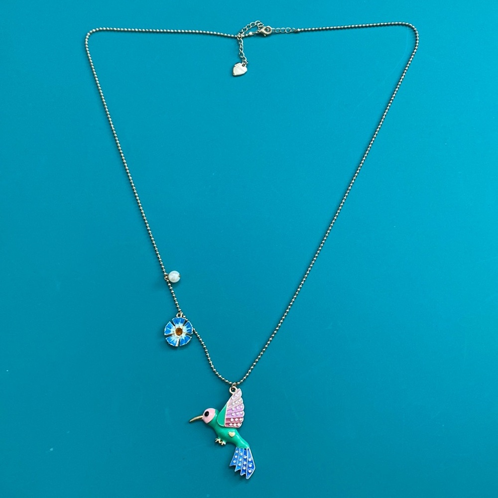 Vintage Betsey Johnson Humming Bird Necklace